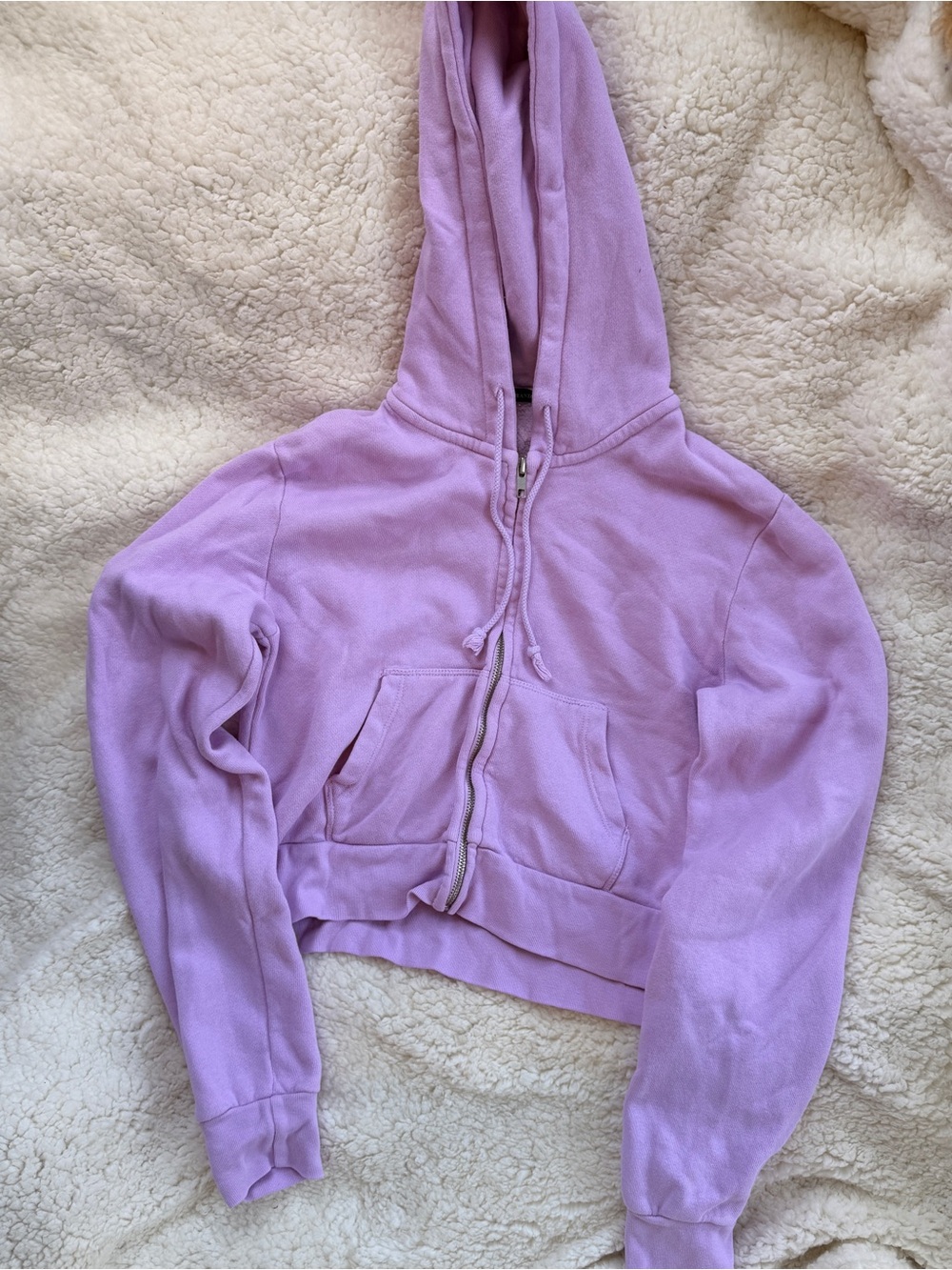Brandy Melville Lilac Cropped Zip Hoodie